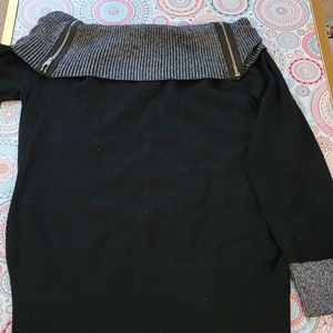 Black and Silver 80's Style Retro Sweater with Zipper